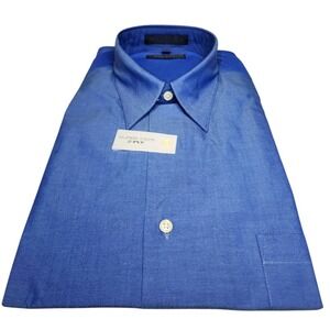 DKNY Men's Dark Blue Slim Fit Shirt 16 1/2 34-35 100% Cotton Long Sleeve